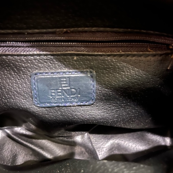 Vintage Fendi Logo Tan and Navy UnisexMessenger Bag - Picture 3 of 12